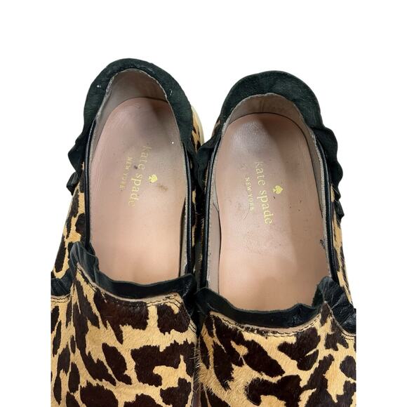 Kate Spade Ruffle Trim Leopard Print Calf Hair Slip On Sneakers Women’s Size 9 - Picture 5 of 10